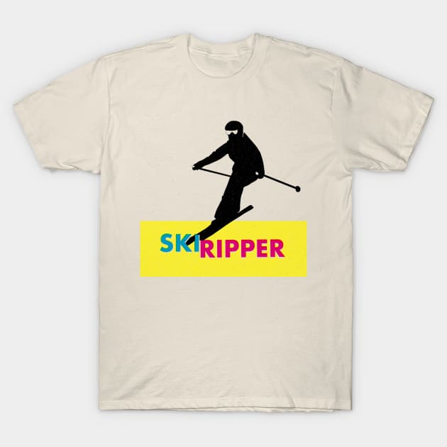 Ski Ripper Downhill Skier T-Shirt by Little Birds